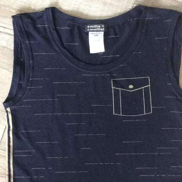 Emilio Cavallini Navy Blue Tank Top Sz S/M - Picture 2 of 4